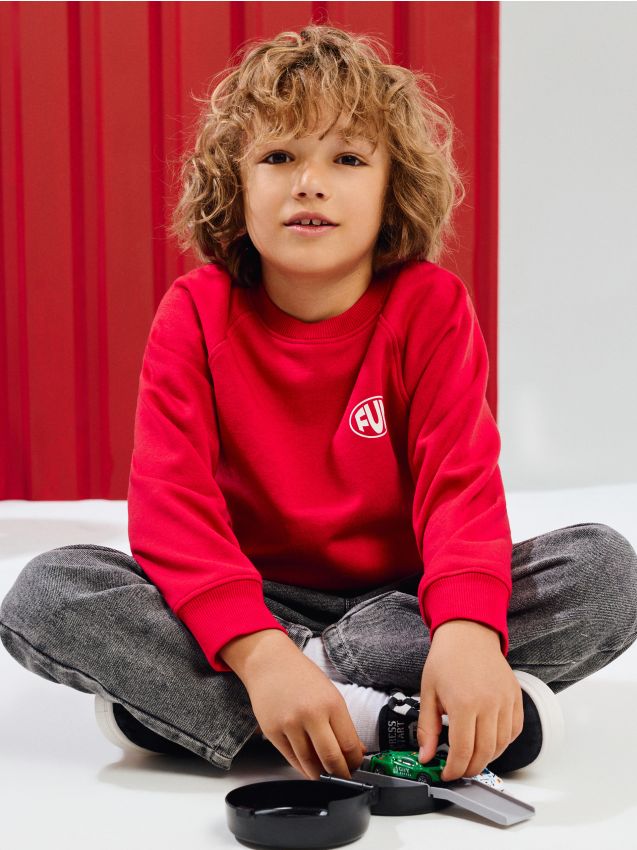 Sinsay - Bluză crewneck cu imprimeu - carmin