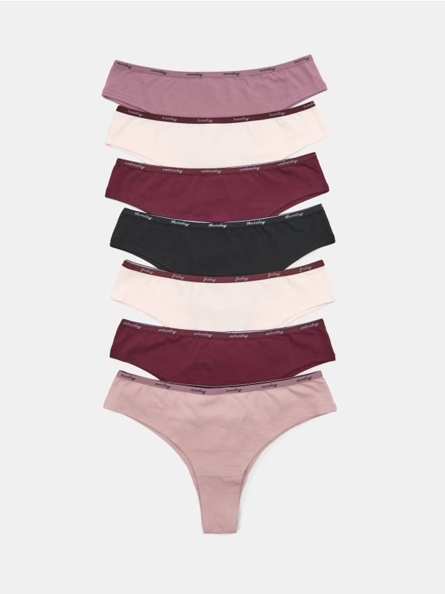 Sinsay - Chiloți brazilieni din bumbac, set de 7 - multicolor