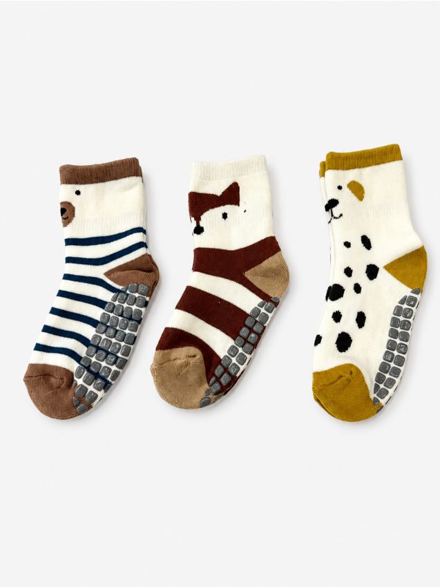 Sinsay - Șosete antiderapante din bumbac, set de 3 - multicolor