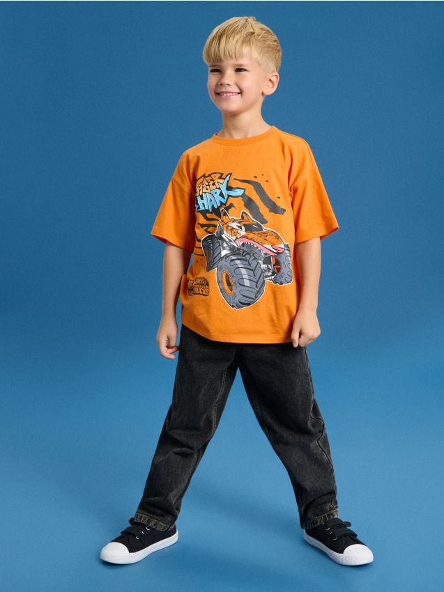 Sinsay - Tricou din bumbac cu imprimeu Hot Wheels - oranj-mandarină