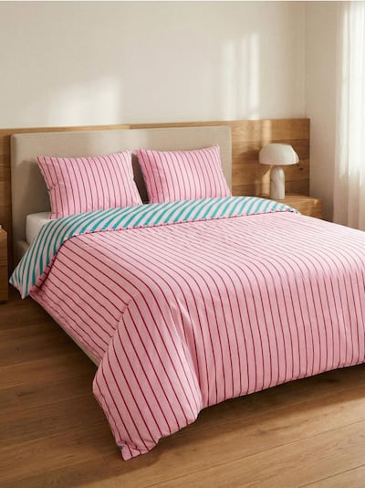 Komplet dwustronnej pościeli w paski