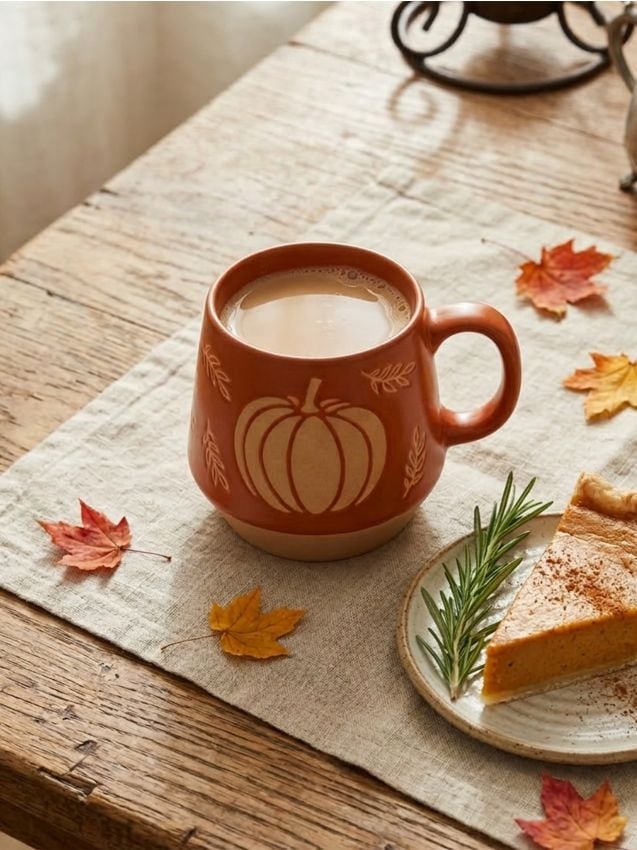 Sinsay - Cană cu imprimeu de toamnă - oranj-mandarină