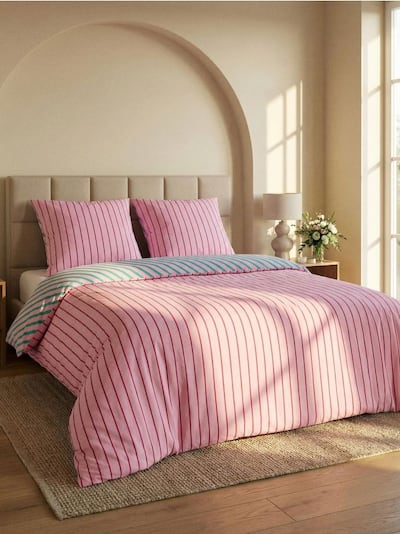 Komplet dwustronnej pościeli w paski