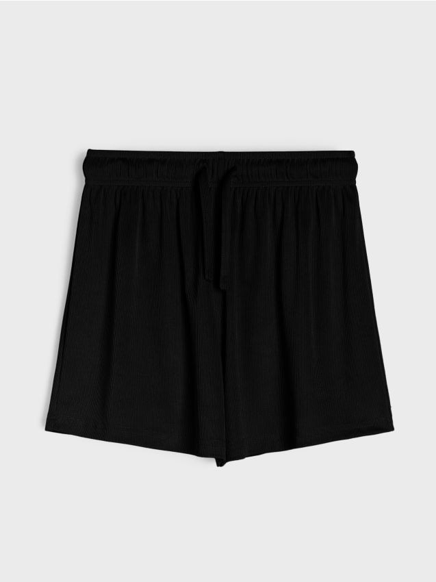 Sinsay - Pantaloni scurți ribați - negru