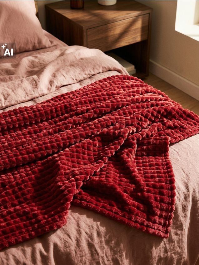 Sinsay - Pătură cu model în relief - bordo