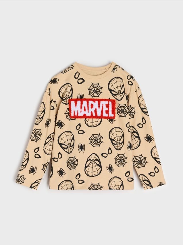 Sinsay - Bavlnené tričko Spider-Man - béžová