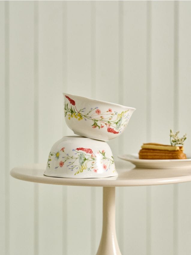 Sinsay - Set de boluri ceramice cu model floral 2 pack - multicolor