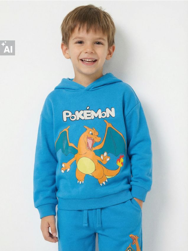 Sinsay - Hanorac cu imprimeu Pokémon - acvamarin