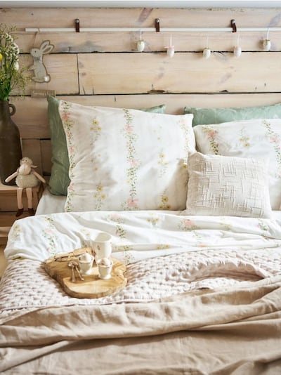 Bombažni komplet posteljnine z motivom cvetja