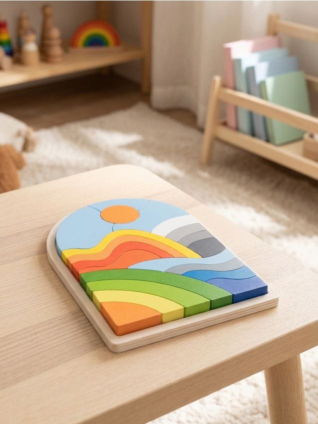 Sinsay - Puzzle cu motiv de curcubeu și peisaj - multicolor