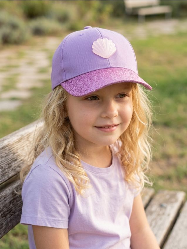 Sinsay - Șapcă din bumbac cu sclipici și scoică - mov