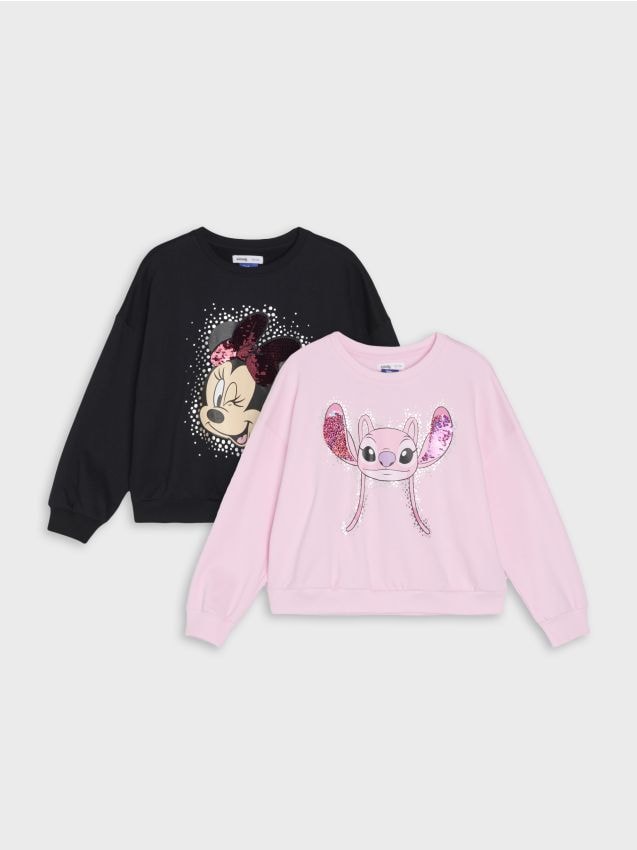 Sinsay - Hanorace crewneck din bumbac cu imprimeu 2 bucăți Disney - multicolor