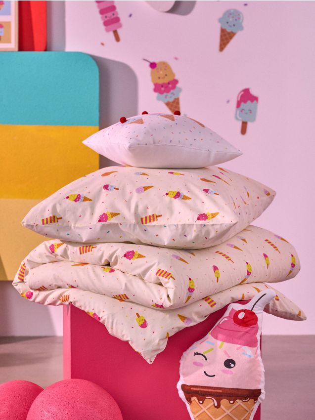 Sinsay - Komplet dwustronnej pościeli w lody - różowy