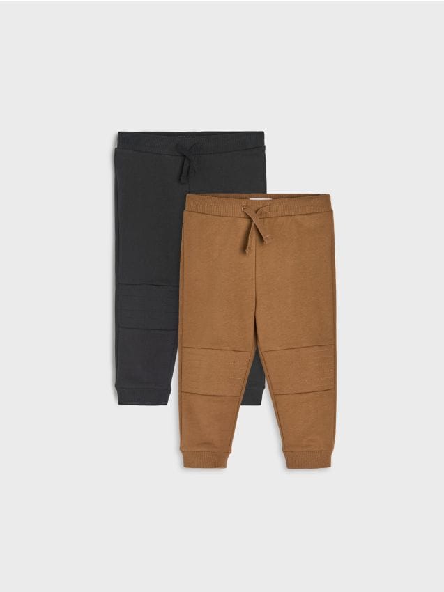 Sinsay - Pantaloni jogger din bumbac 2 pack - gri-maroniu