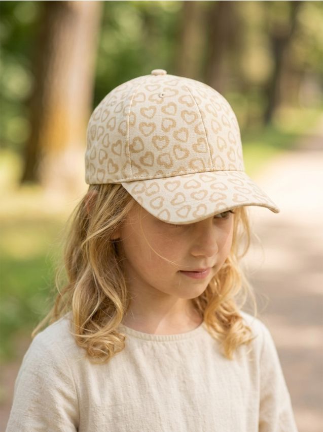 Sinsay - Șapcă din bumbac cu motiv de inimi - galben