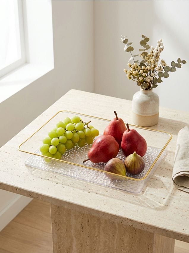 Sinsay - Tavă de servire cu margine decorativă aurie - clear