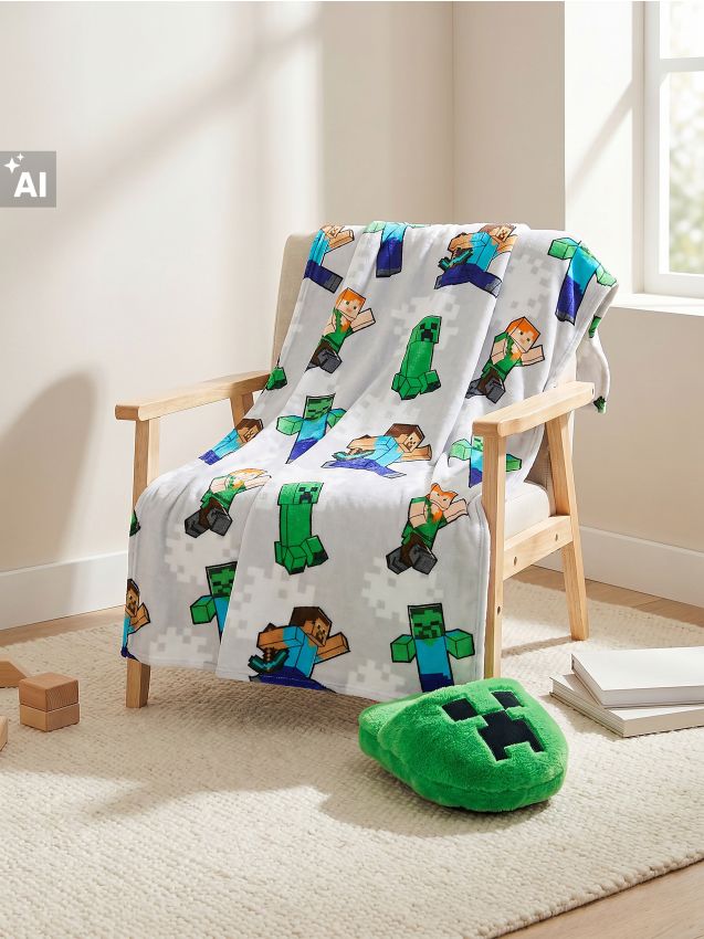 Sinsay - Pachet de 2 pături Minecraft cu încălzitor pentru picioare - verde