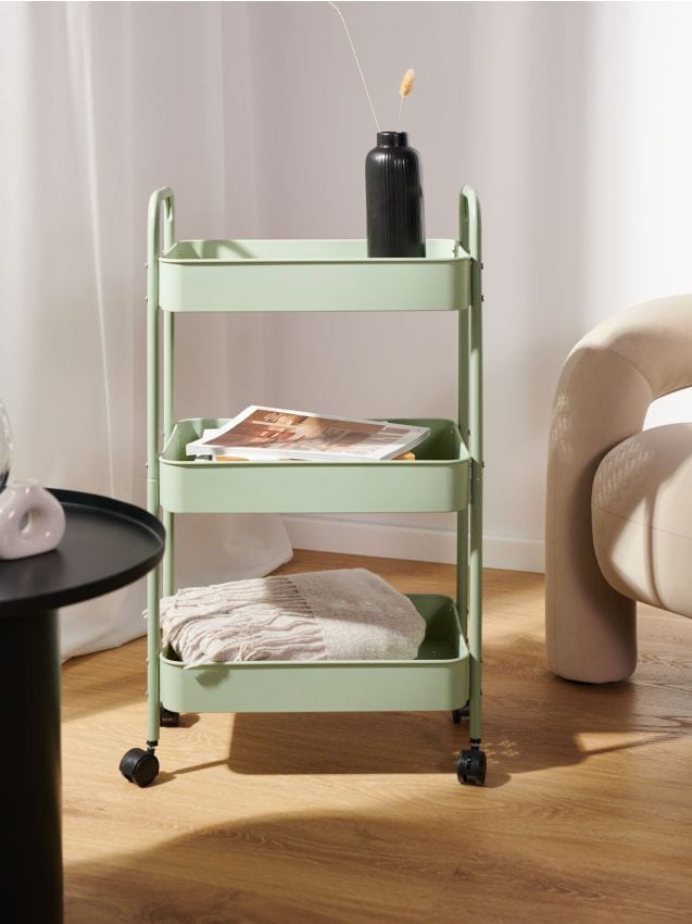 Sinsay - Trojposchodový regál na kolieskach - bledozelená