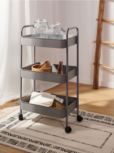 Трирівневий стелаж на коліщатках