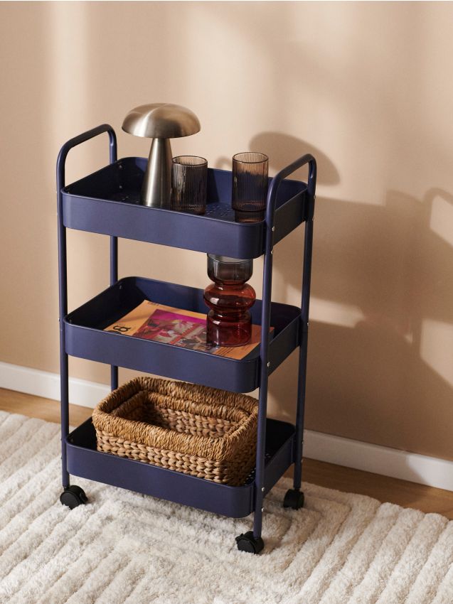 Sinsay - Trojposchodový regál na kolieskach - tmavomodrá