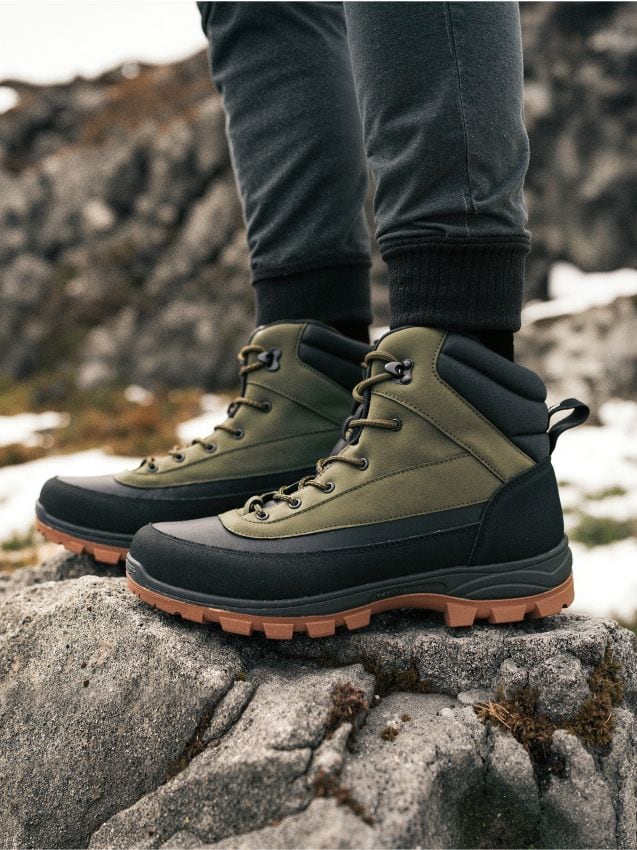 Sinsay - Zateplené členkové topánky - popolavo zelená