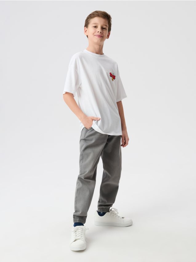 Sinsay - Jeansy jogger z efektem sprania - szary