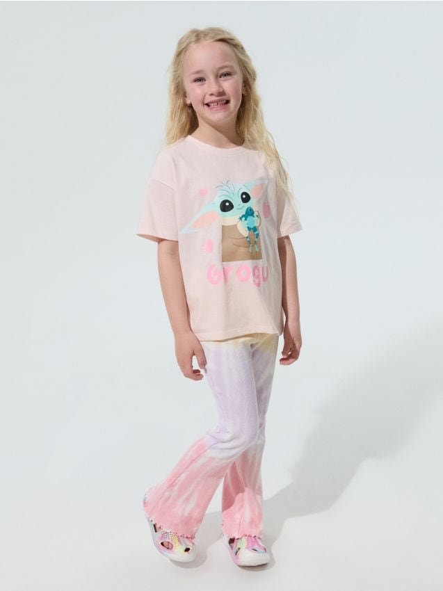 Sinsay - Tricou din bumbac cu imprimeu Grogu Star Wars - roz-pastel