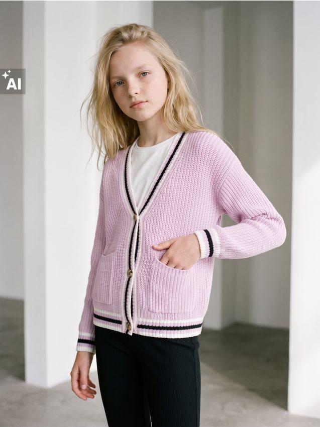 Sinsay - Cardigan cu adaos de bumbac - roz