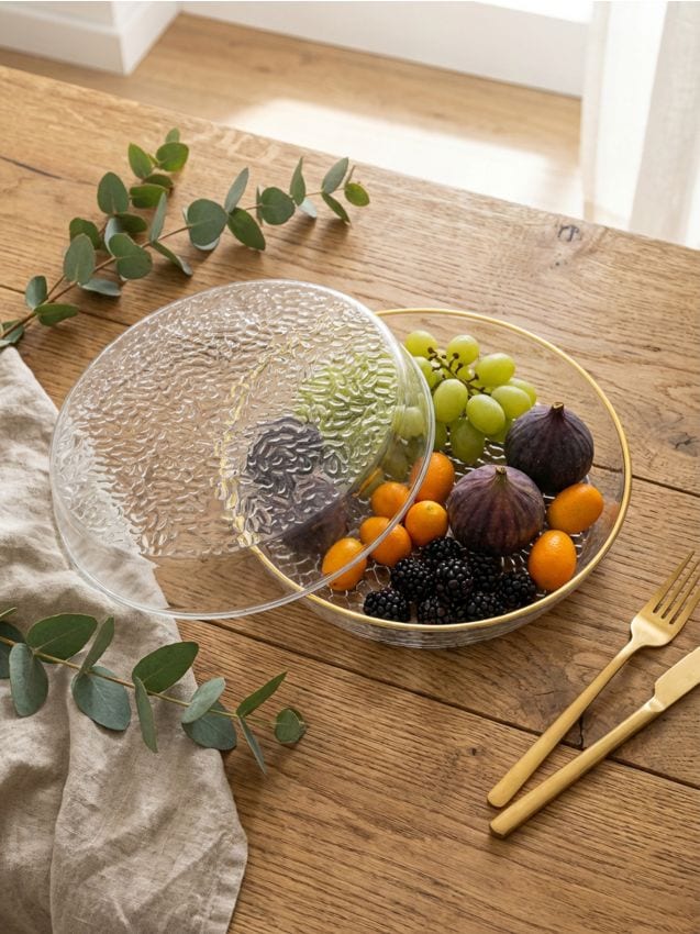 Sinsay - Tăvi decorative de servire cu margine aurie – set 2 bucăți - clear