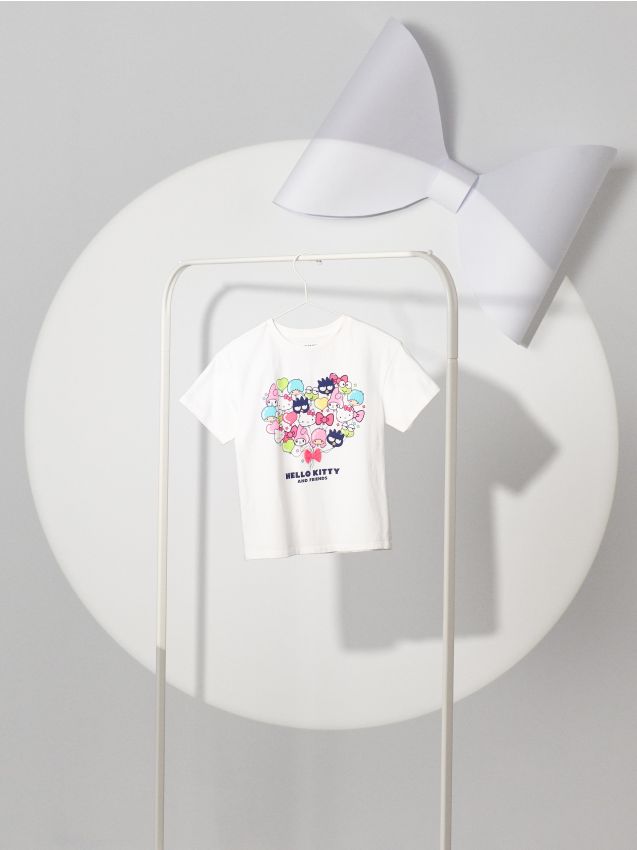 Sinsay - Koszulka Hello Kitty - biały