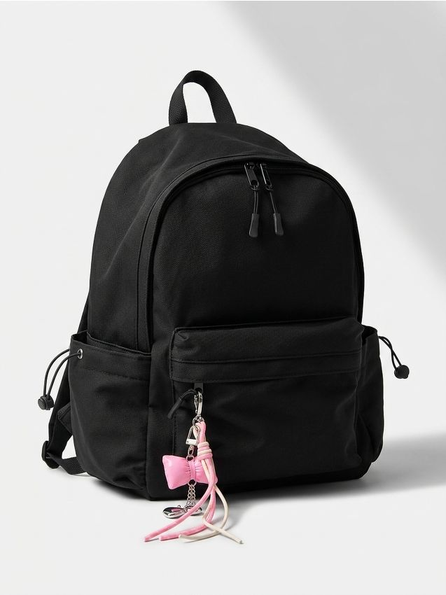 Sinsay - Rucsac din nylon cu breloc - negru