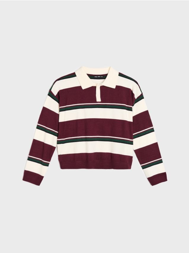 Sinsay - Pulover polo în dungi din vâscoză - multicolor