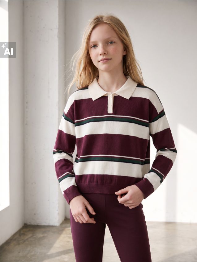 Sinsay - Pulover polo în dungi din vâscoză - multicolor