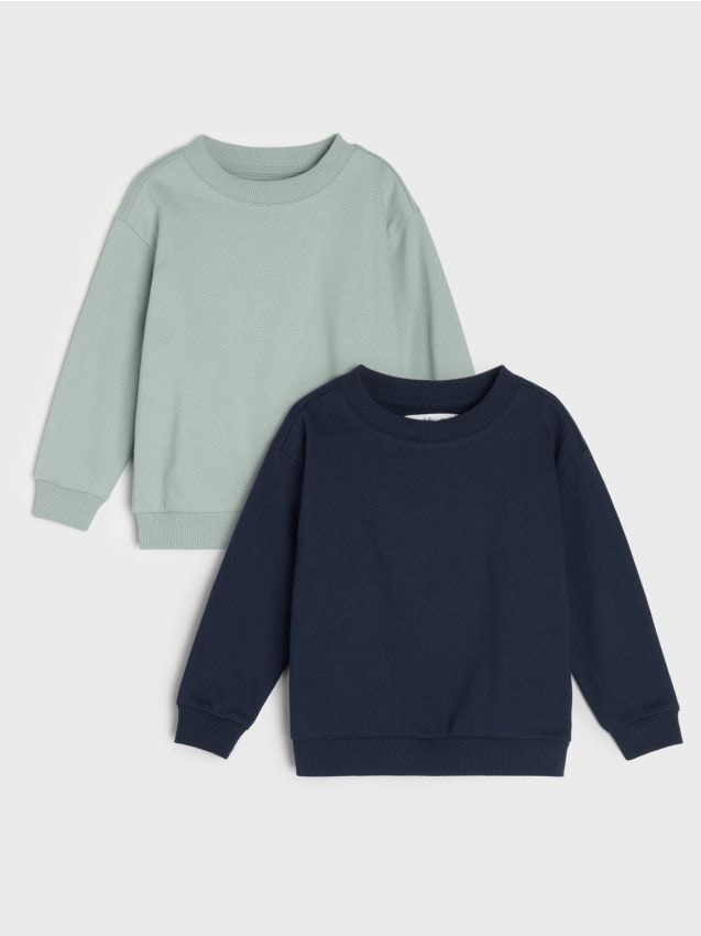 Sinsay - Hanorace crewneck din bumbac 2 pack - bleumarin
