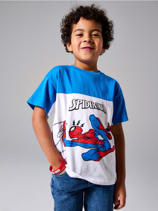 Sinsay - Tricou din bumbac cu mânecă scurtă Spider-Man - alb