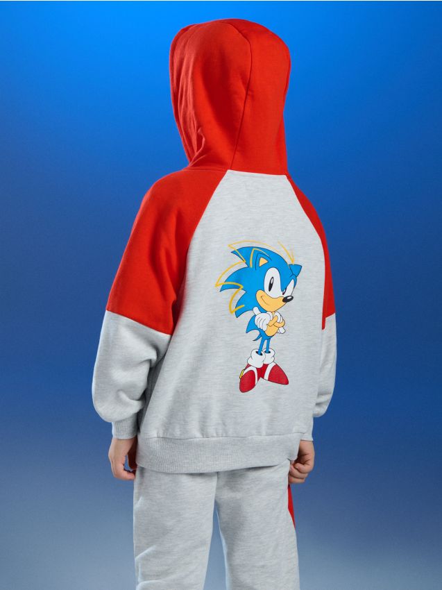 Sinsay - Hanorac tip hoodie Sonic the Hedgehog - roșu-aprins