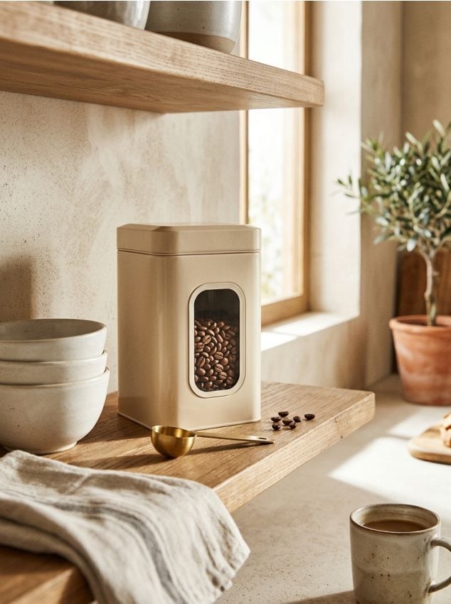 Sinsay - Recipient metalic pentru alimente cu capac - crem