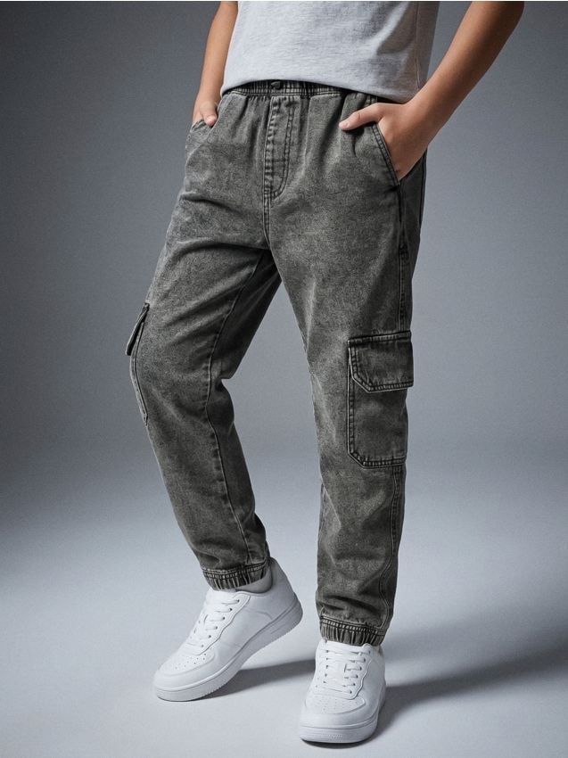 Sinsay - Blugi jogger cu efect spălat - gri