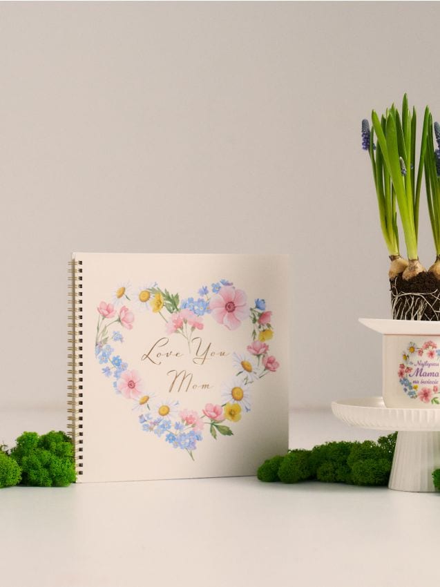 Sinsay - Album foto cu motiv floral și autocolante - crem