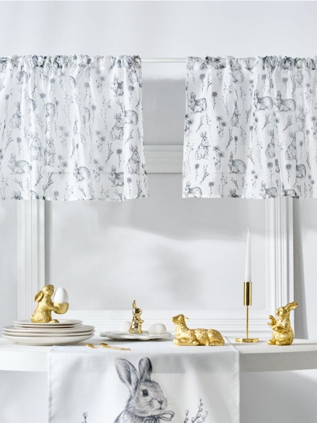 Sinsay - Set de două perdele tip zazdrost cu motiv de iepuraș - negru