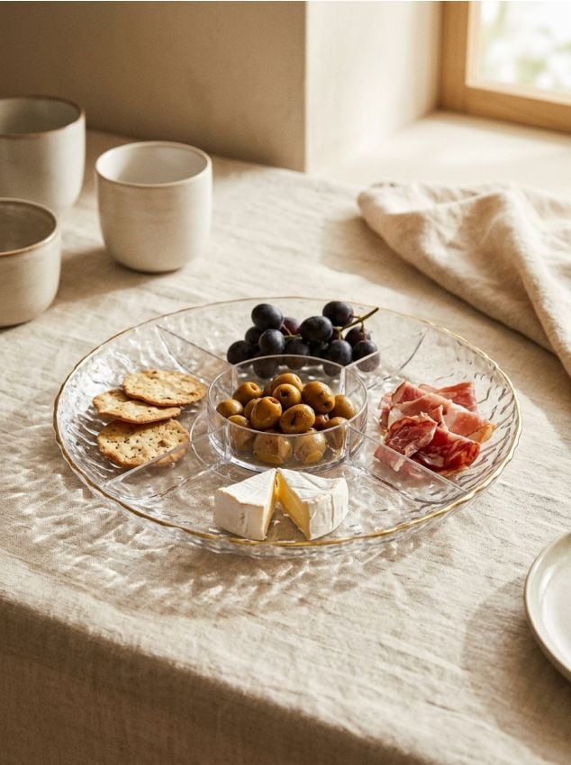 Sinsay - Tavă de servire cu suprafață în relief și compartimente - clear