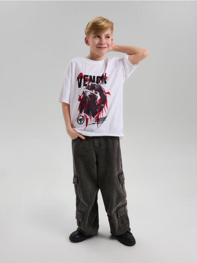 Sinsay - Tricou din bumbac cu imprimeu Venom - alb