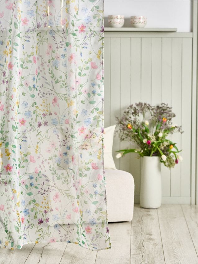 Sinsay - Draperie cu model floral și bandă de prindere - multicolor