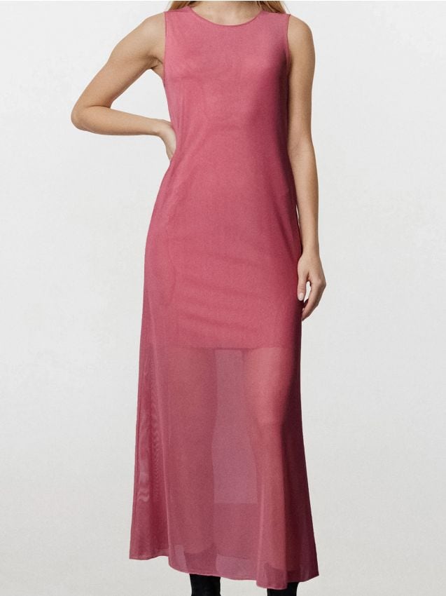 Sinsay - Długa sukienka we wzór kwiatowy - różowy