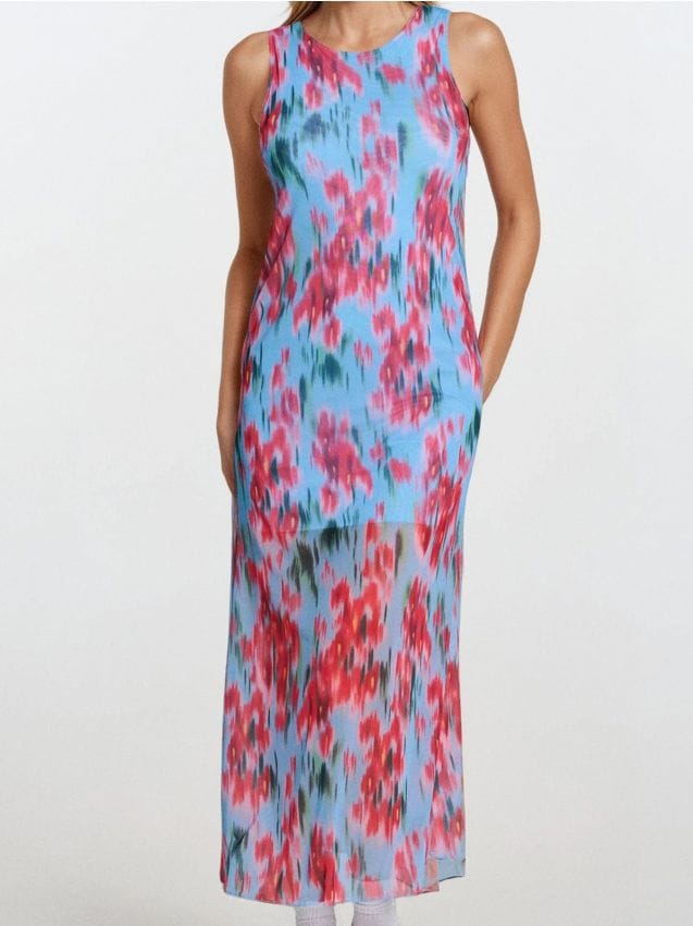 Sinsay - Długa sukienka we wzór kwiatowy - wielobarwny