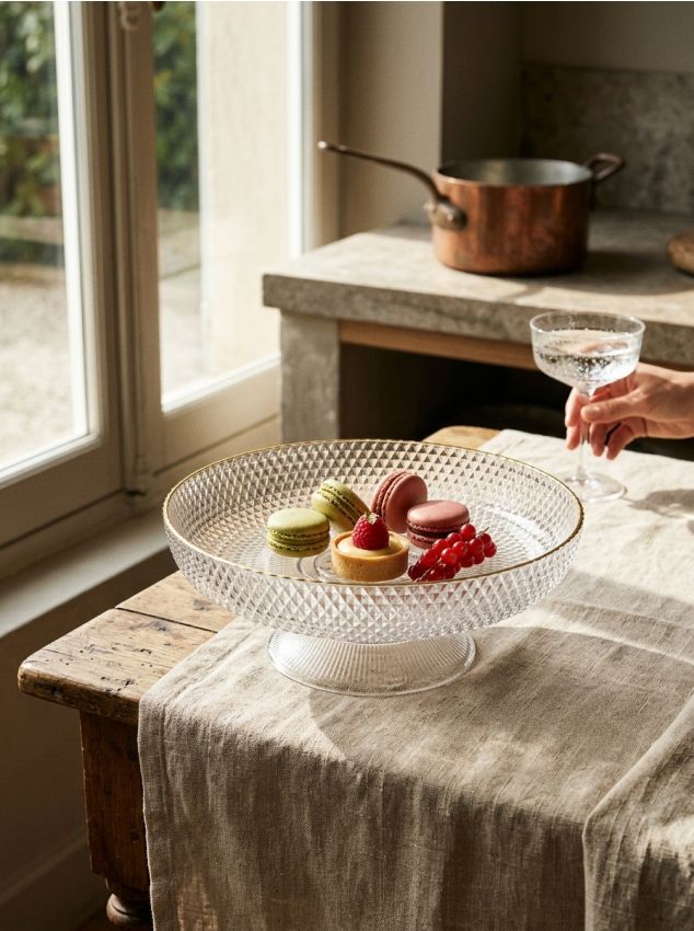 Sinsay - Tavă de servire cu model embosat și margine aurie - clear