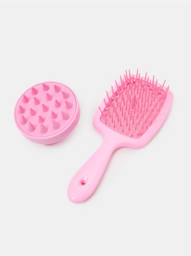 Sinsay - Set perie de păr și masator pentru scalp - roz-pastel