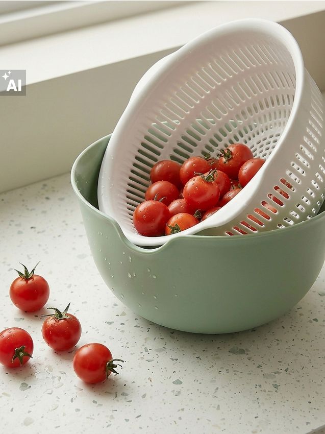 Sinsay - Set strecurătoare și bol 2 pack - verde-deschis