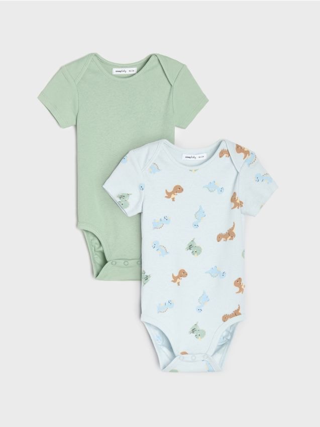 Sinsay - Body din bumbac cu model de dinozauri 2 pack - lavand