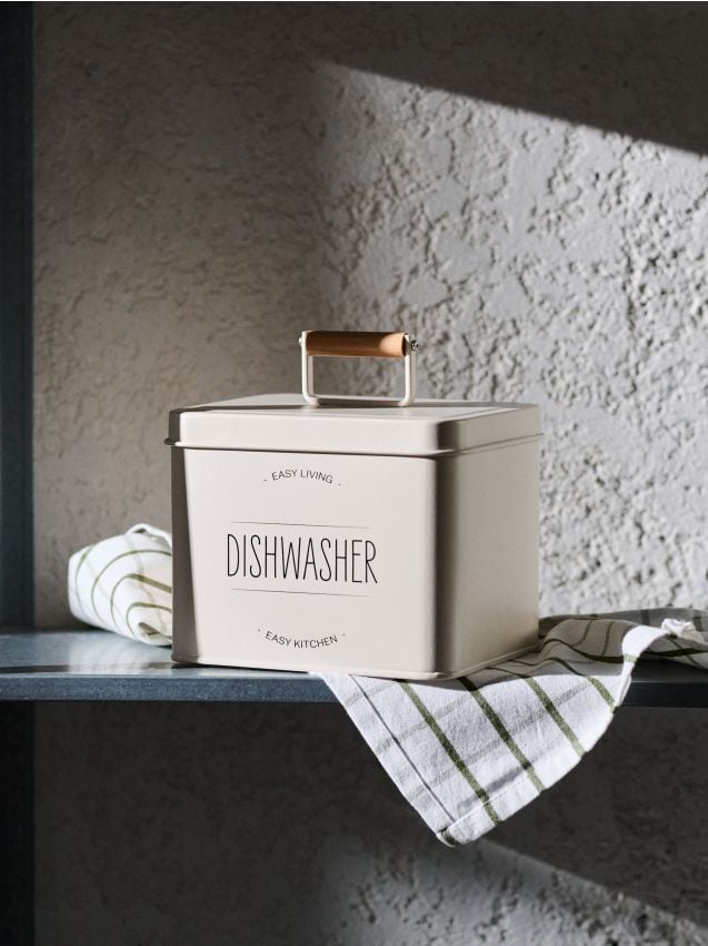 Sinsay - Kovová nádoba na tablety do umývačky s vekom - krémová